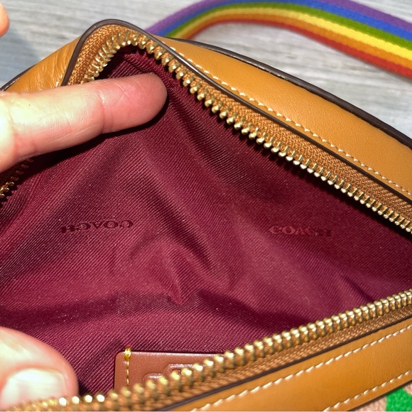 Coach Bethany Belt Bag Fanny Pack Rainbow Signature Tan Canvas Multicolor Belt - Picture 11 of 15